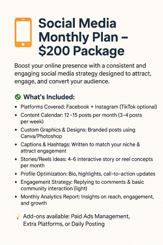 Social Media Marketing Monthly Plan