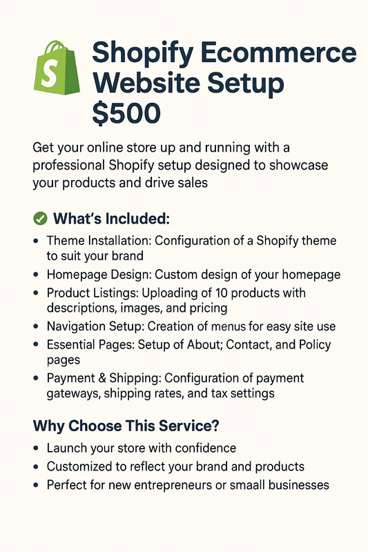 🚀 Shopify eCommerce Website Setup